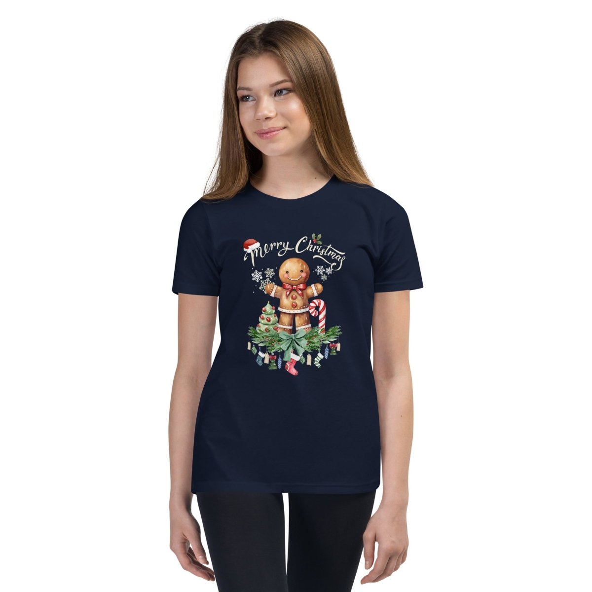 Christmas Gingerbread Man T-Shirt - High Quality Festive Family Teenager T-Shirt, Gift for Candy Lovers, Christmas Candy, Youth Xmas Tee - Everything Pixel