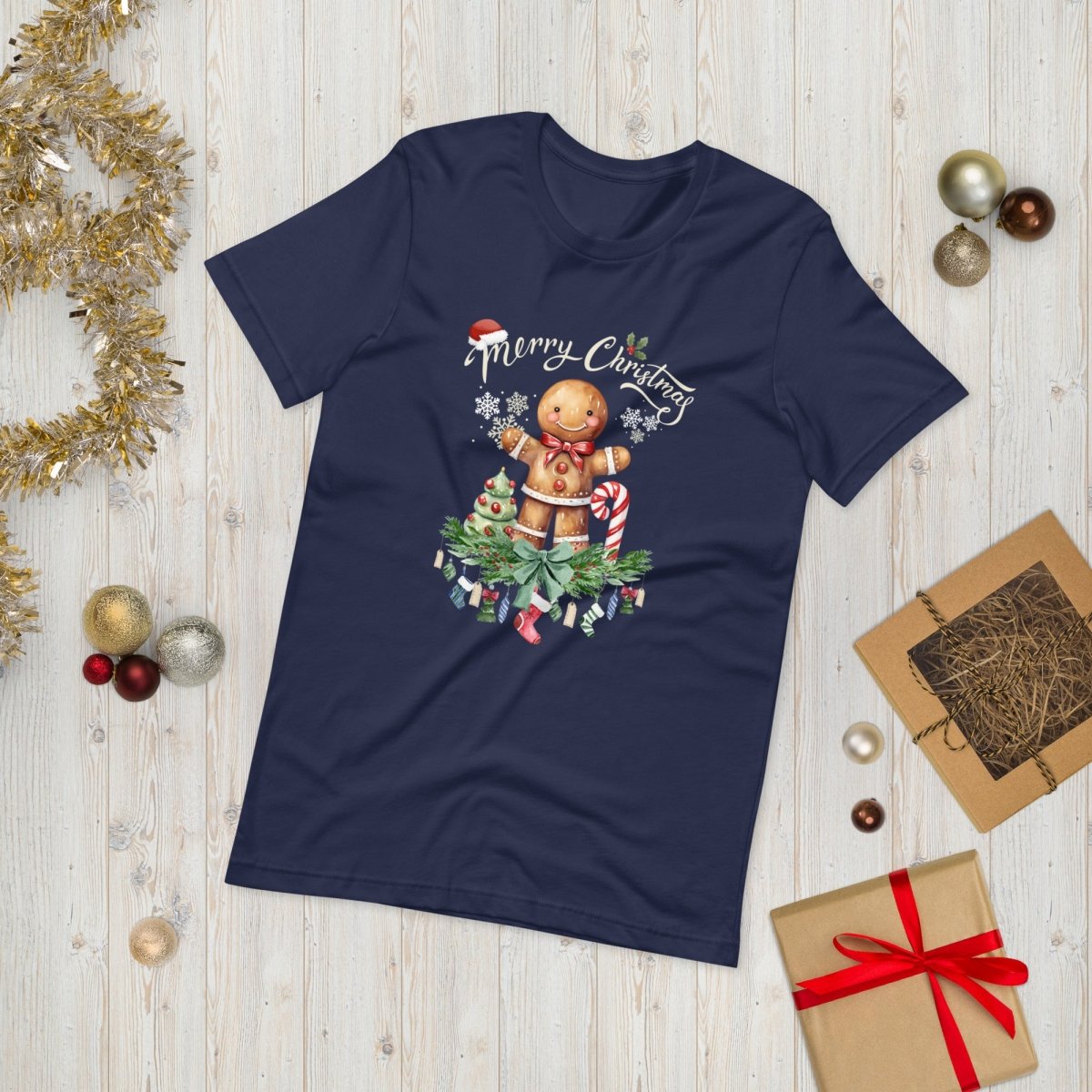Christmas Gingerbread Man T-Shirt - High Quality Festive Family Unisex T-Shirts, Gift for Candy Lovers, Cute Christmas Shirt, Christmas Candy - Everything Pixel