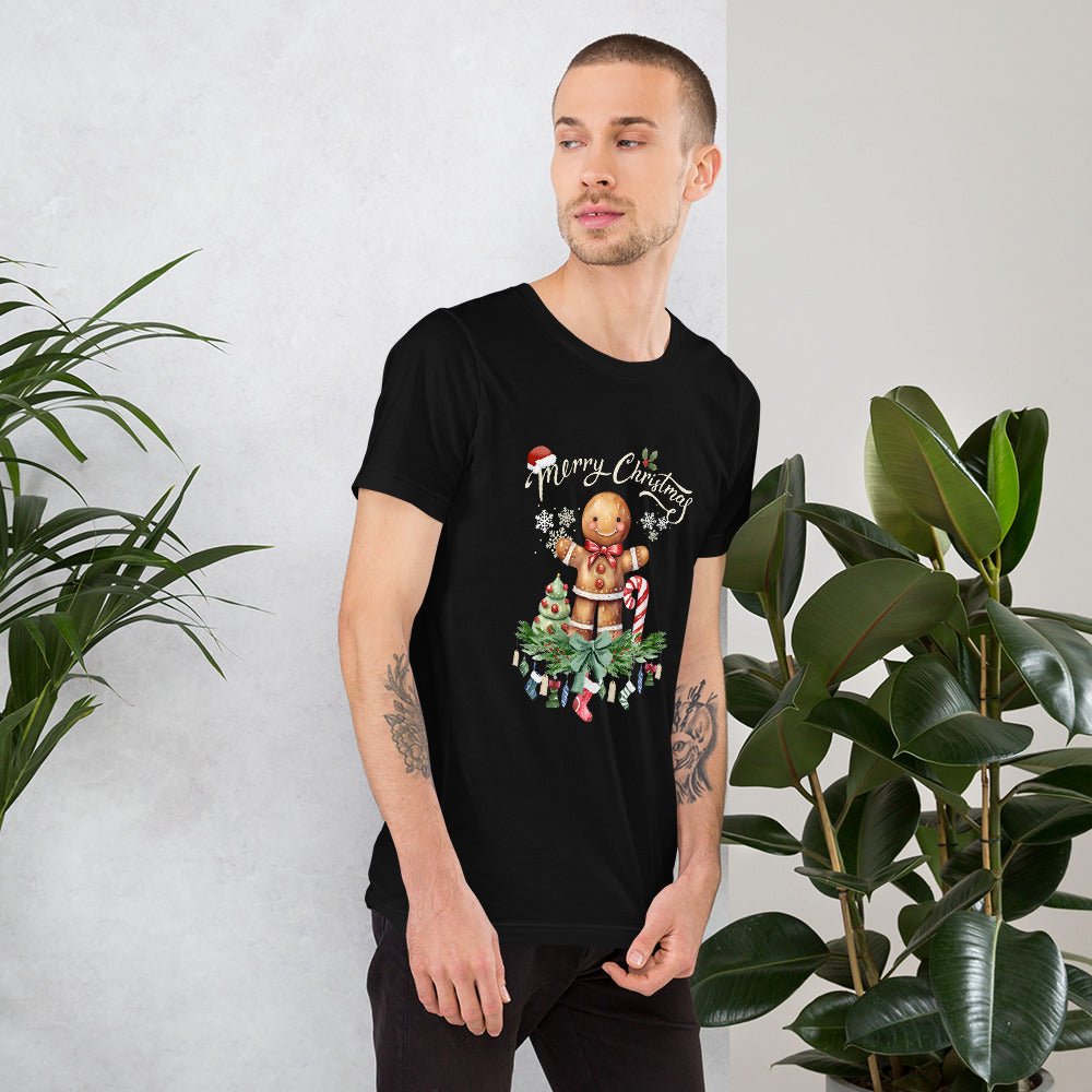 Christmas Gingerbread Man T-Shirt - High Quality Festive Family Unisex T-Shirts, Gift for Candy Lovers, Cute Christmas Shirt, Christmas Candy - Everything Pixel