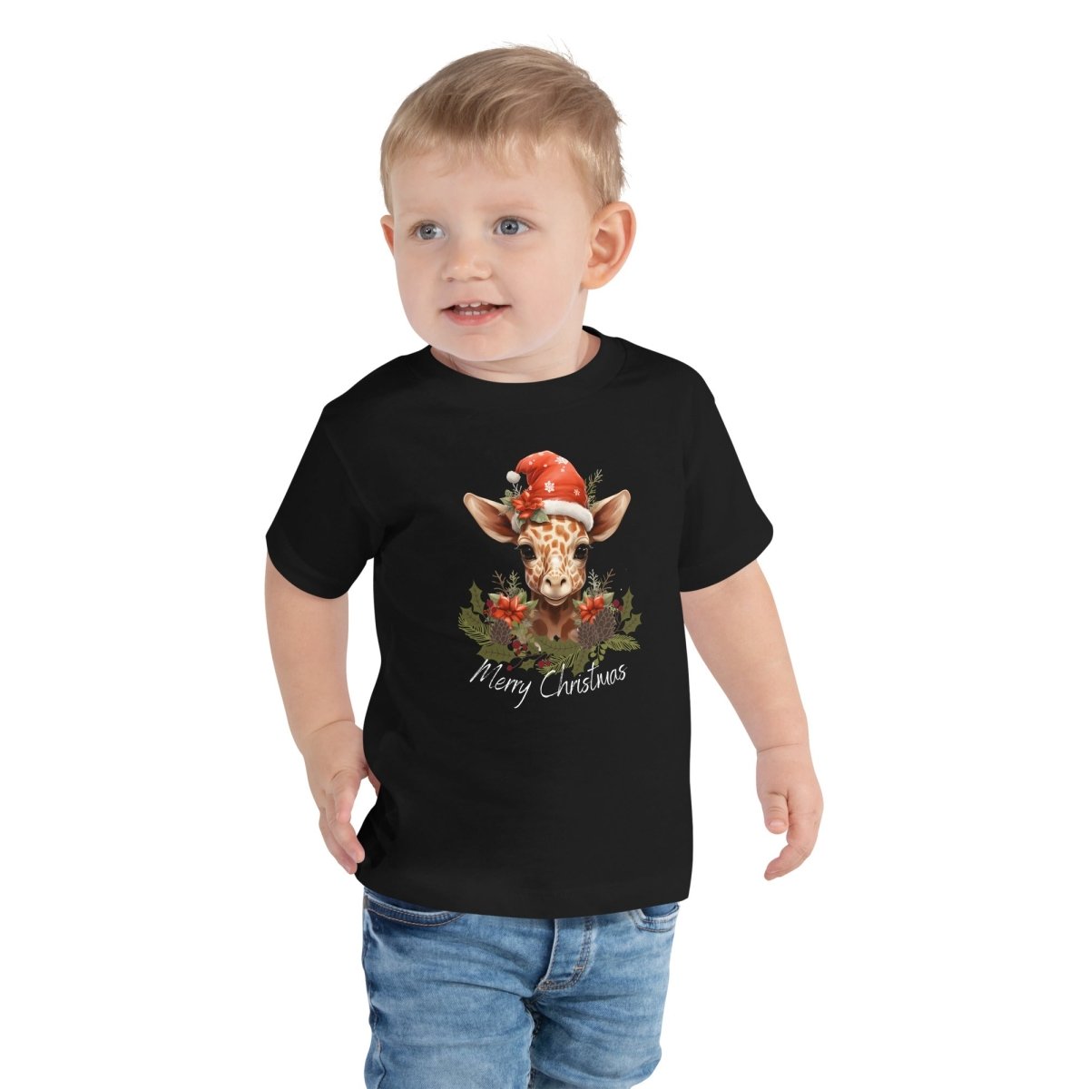 Christmas Giraffe T-Shirt - High Quality Festive Family Children T-Shirt, Gift for Giraffe Lovers, Cute Christmas Shirt, Toddler Xmas Tee - Everything Pixel