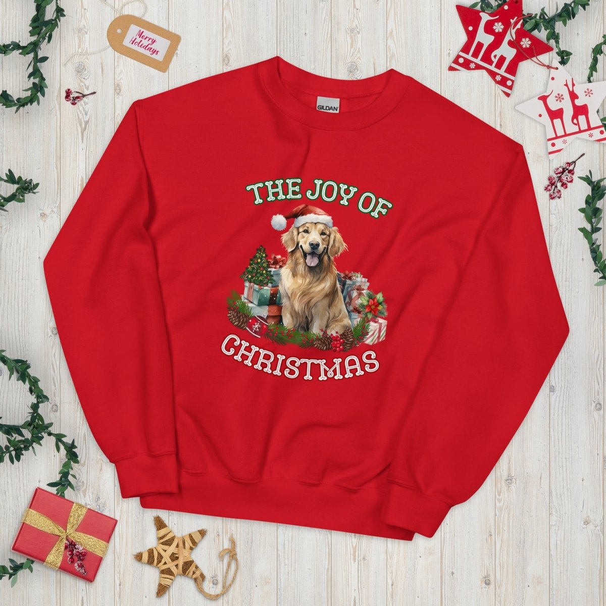 Christmas Golden Retriever Pullover - High Quality Festive Unisex Sweater, Gift for Golden Retriever Owner, Gift for Doglovers, Cute Xmas Dog - Everything Pixel