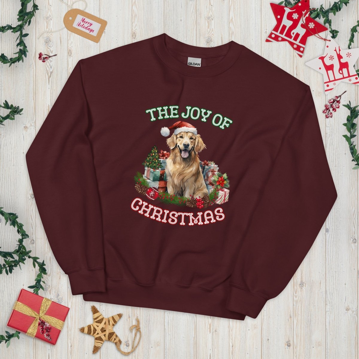 Christmas Golden Retriever Pullover - High Quality Festive Unisex Sweater, Gift for Golden Retriever Owner, Gift for Doglovers, Cute Xmas Dog - Everything Pixel