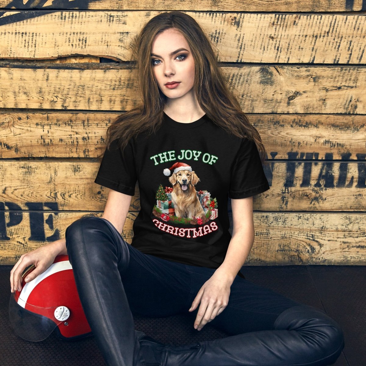 Christmas Golden Retriever T-Shirt - High Quality Festive Unisex T-Shirt, Gift for Retriever Owner, Gift for Doglovers, Cute Xmas Dog Tee - Everything Pixel