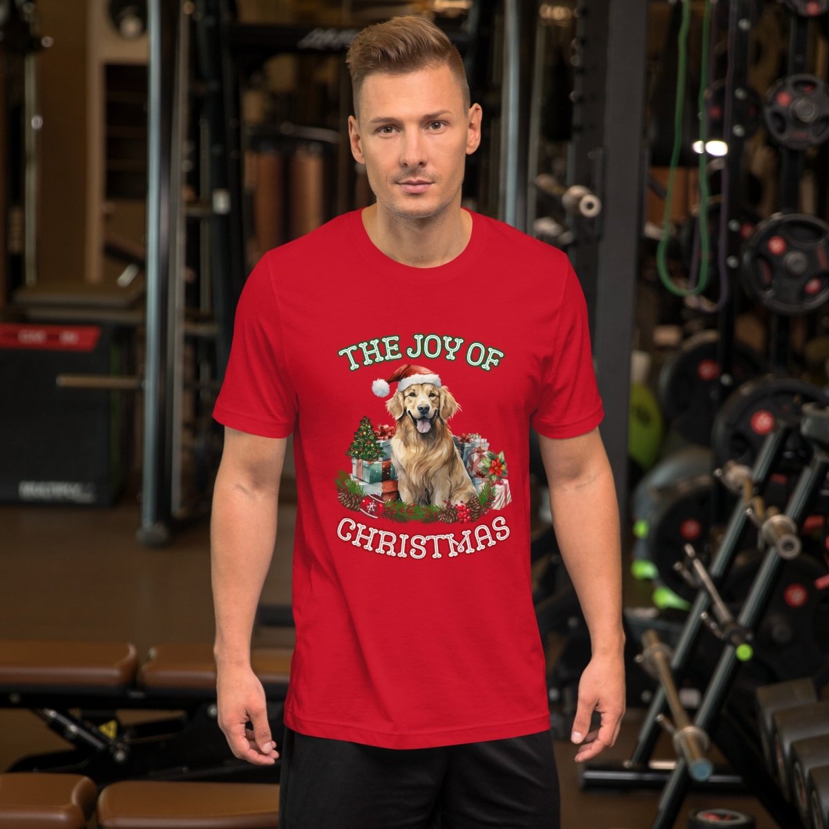 Christmas Golden Retriever T-Shirt - High Quality Festive Unisex T-Shirt, Gift for Retriever Owner, Gift for Doglovers, Cute Xmas Dog Tee - Everything Pixel