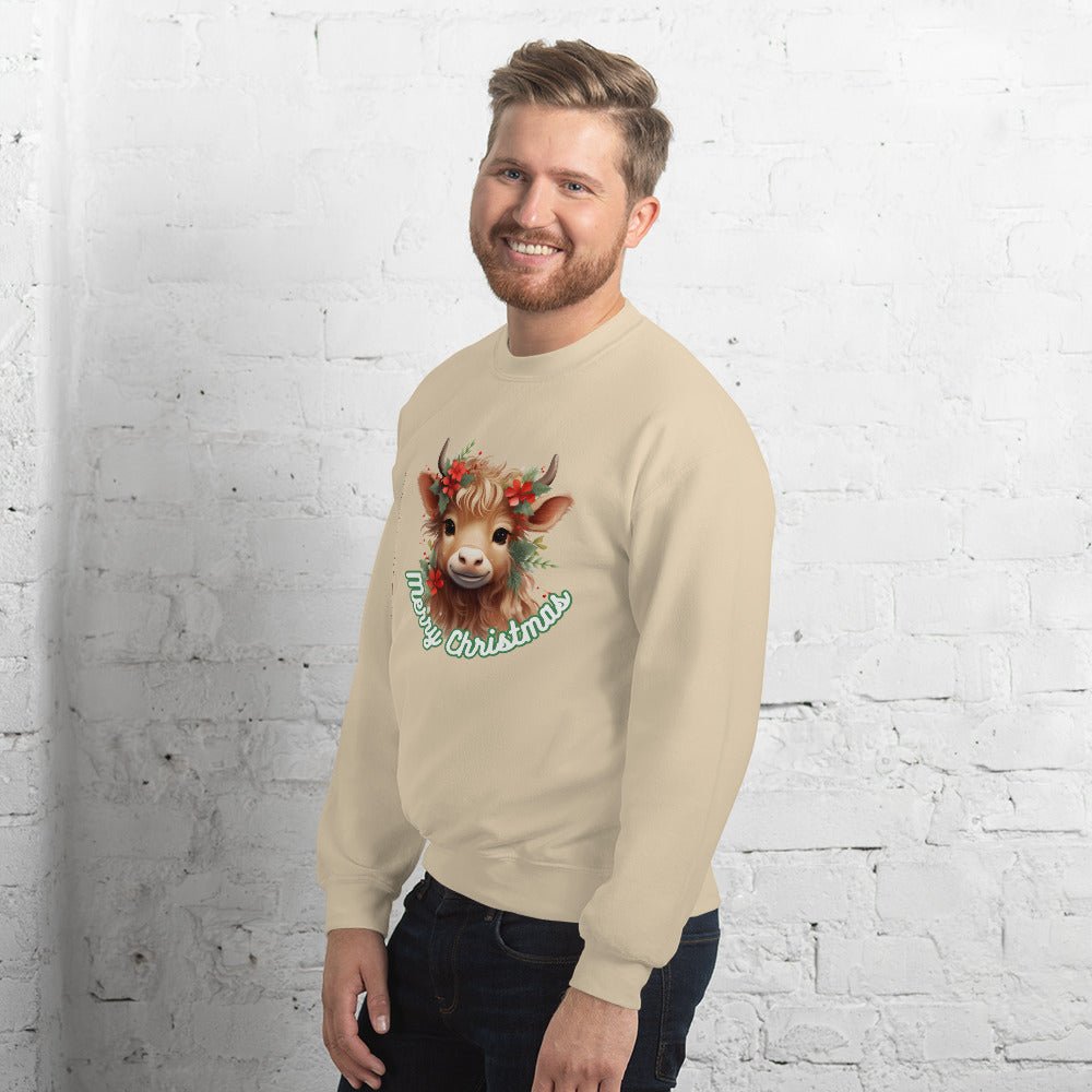 Christmas Highland Cow Pullover - High Quality Festive Family Unisex Sweater, Gift for Cow Lovers, Cute Christmas Sweater, Farmer Gift - Everything Pixel