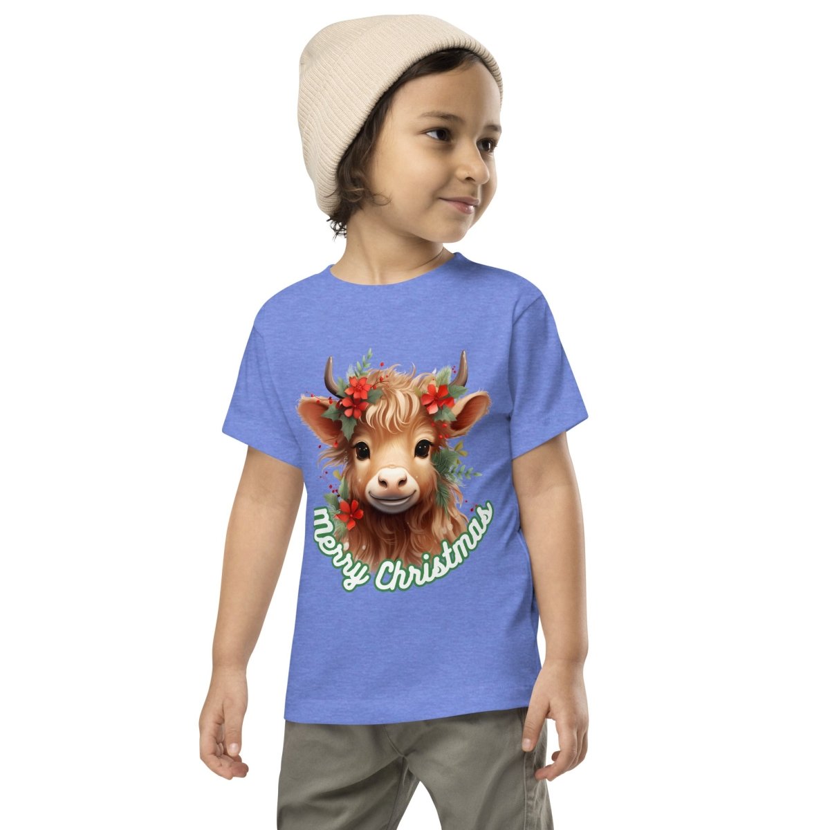 Christmas Highland Cow T-Shirt - High Quality Festive Family Children T-Shirt, Gift for Cow Lovers, Cute Christmas Shirt, Toddler Xmas Tee - Everything Pixel