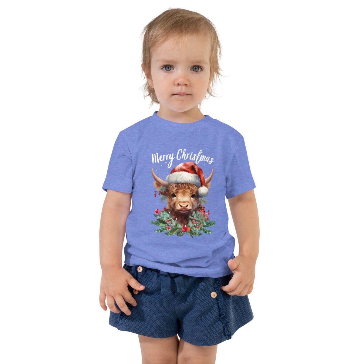 Christmas Highland Cow T-Shirt - High Quality Festive Family Children T-Shirt, Gift for Cow Lovers, Cute Christmas Shirt, Toddler Xmas Tee - Everything Pixel