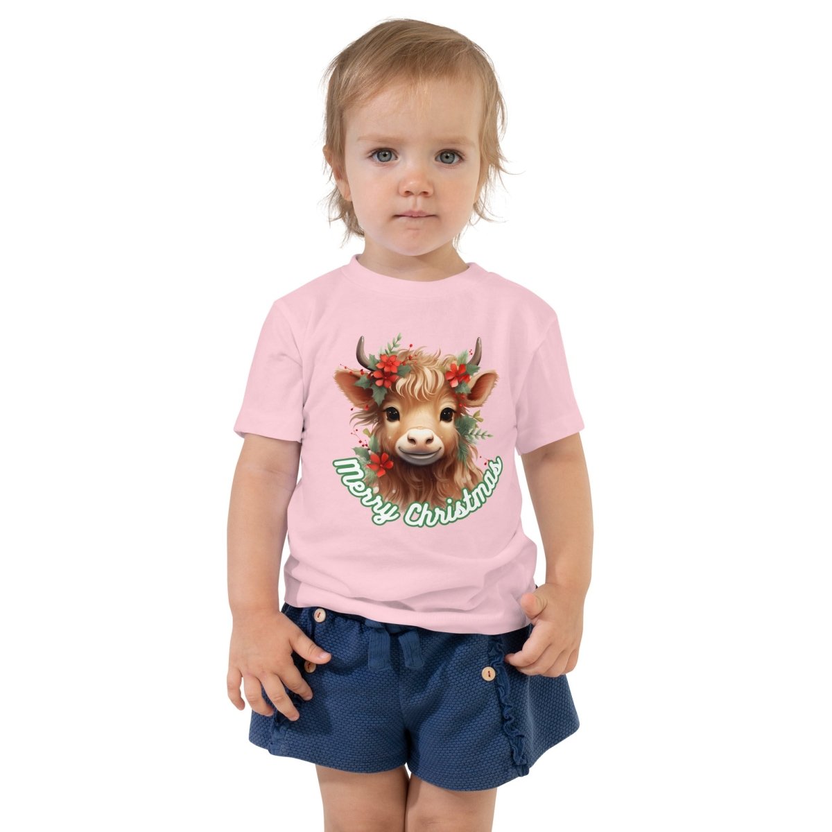 Christmas Highland Cow T-Shirt - High Quality Festive Family Children T-Shirt, Gift for Cow Lovers, Cute Christmas Shirt, Toddler Xmas Tee - Everything Pixel