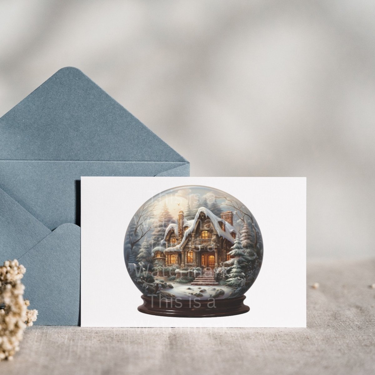 Christmas House Snow Globe Clipart 7+7 PNG/JPG Bundle Christmas Decoration Digital Design Holiday Paper Crafting Clipart Snowy Cottage - Everything Pixel
