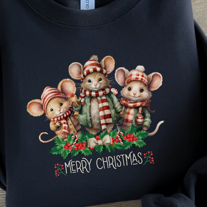 Christmas Mice Pullover - High Quality Festive Family Unisex Sweater, Family Reunion Pullover, Holiday Sweatshirt, Christmas Vacation - Everything Pixel