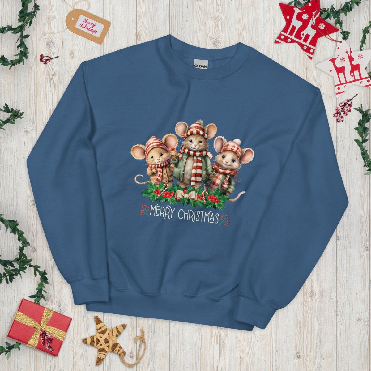 Christmas Mice Pullover - High Quality Festive Family Unisex Sweater, Family Reunion Pullover, Holiday Sweatshirt, Christmas Vacation - Everything Pixel
