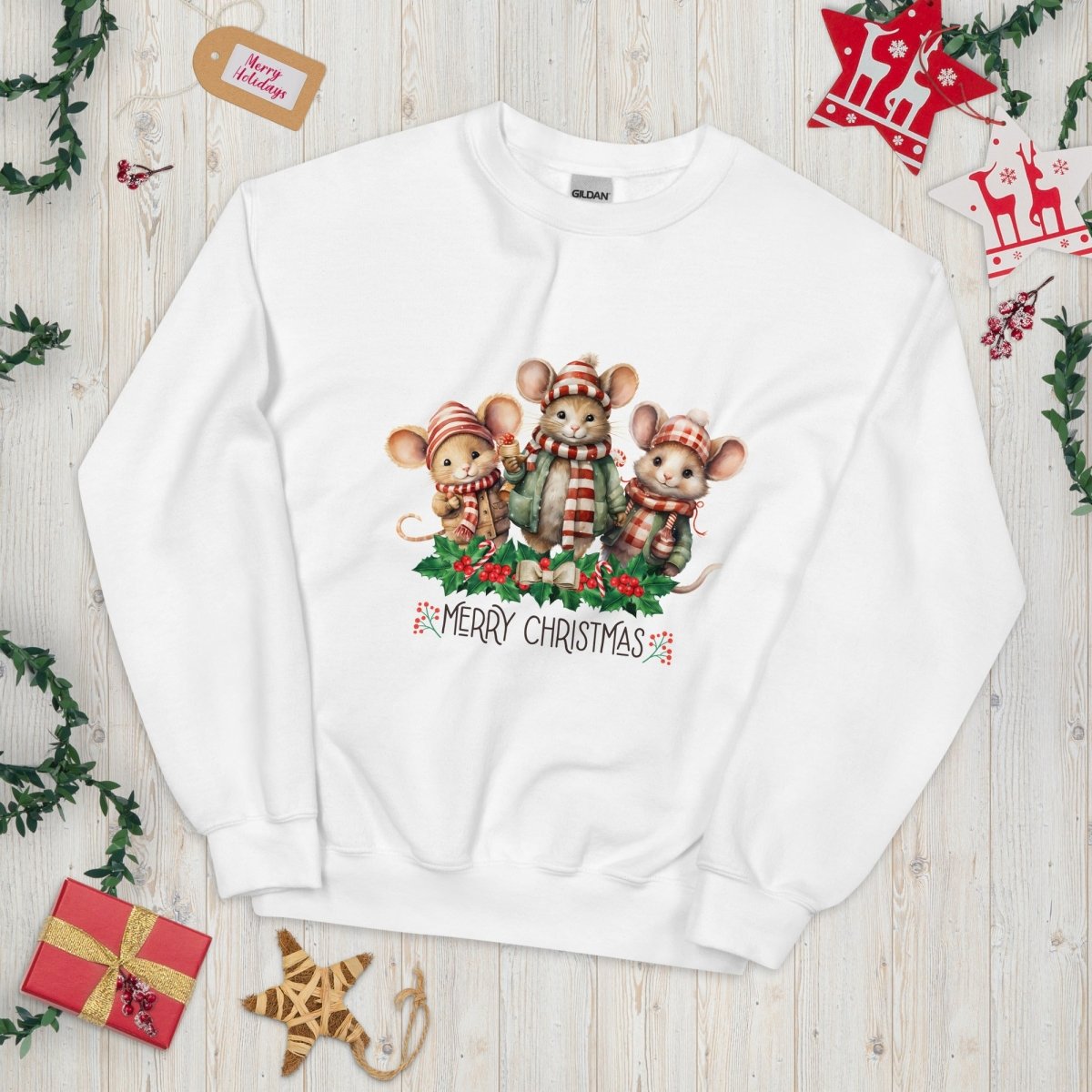Christmas Mice Pullover - High Quality Festive Family Unisex Sweater, Family Reunion Pullover, Holiday Sweatshirt, Christmas Vacation - Everything Pixel