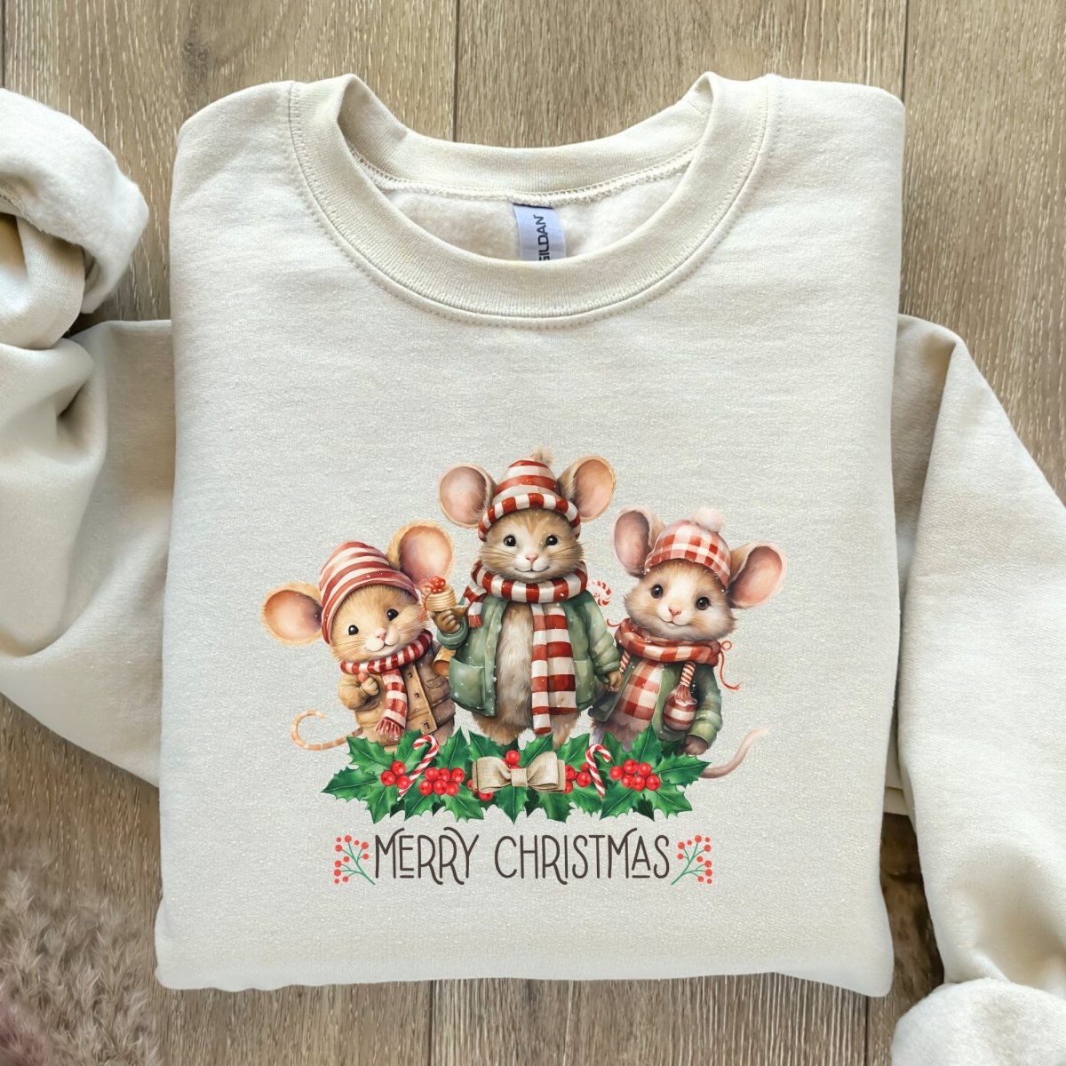 Christmas Mice Pullover - High Quality Festive Family Unisex Sweater, Family Reunion Pullover, Holiday Sweatshirt, Christmas Vacation - Everything Pixel