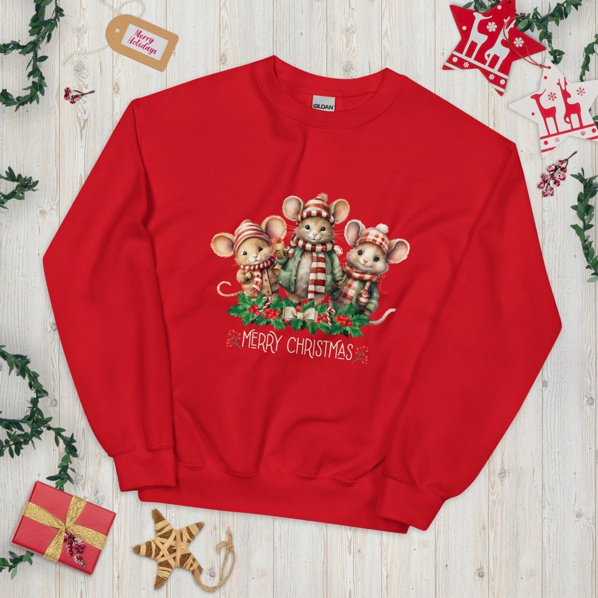 Christmas Mice Pullover - High Quality Festive Family Unisex Sweater, Family Reunion Pullover, Holiday Sweatshirt, Christmas Vacation - Everything Pixel