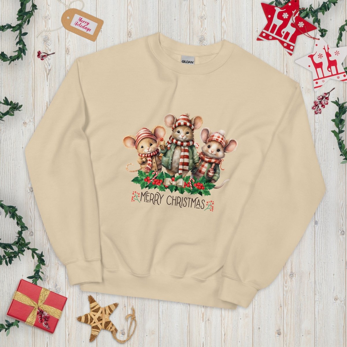 Christmas Mice Pullover - High Quality Festive Family Unisex Sweater, Family Reunion Pullover, Holiday Sweatshirt, Christmas Vacation - Everything Pixel