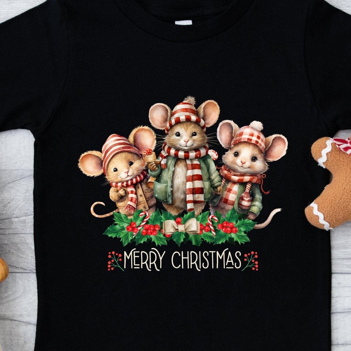 Christmas Mice T-Shirt - High Quality Festive Family Children T-Shirt, Family Reunion Tee, Toddler Holiday Shirt, Christmas Vacation Tee - Everything Pixel