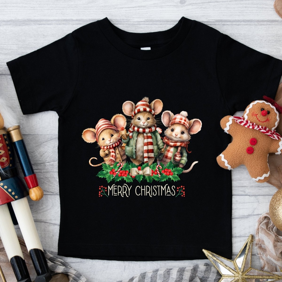 Christmas Mice T-Shirt - High Quality Festive Family Children T-Shirt, Family Reunion Tee, Toddler Holiday Shirt, Christmas Vacation Tee - Everything Pixel