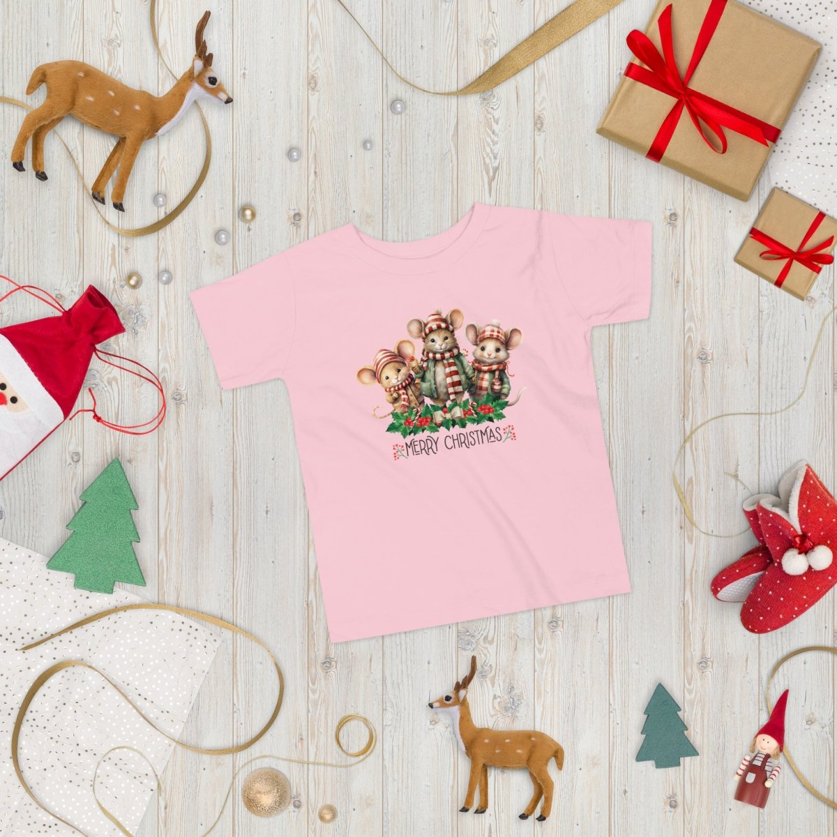 Christmas Mice T-Shirt - High Quality Festive Family Children T-Shirt, Family Reunion Tee, Toddler Holiday Shirt, Christmas Vacation Tee - Everything Pixel