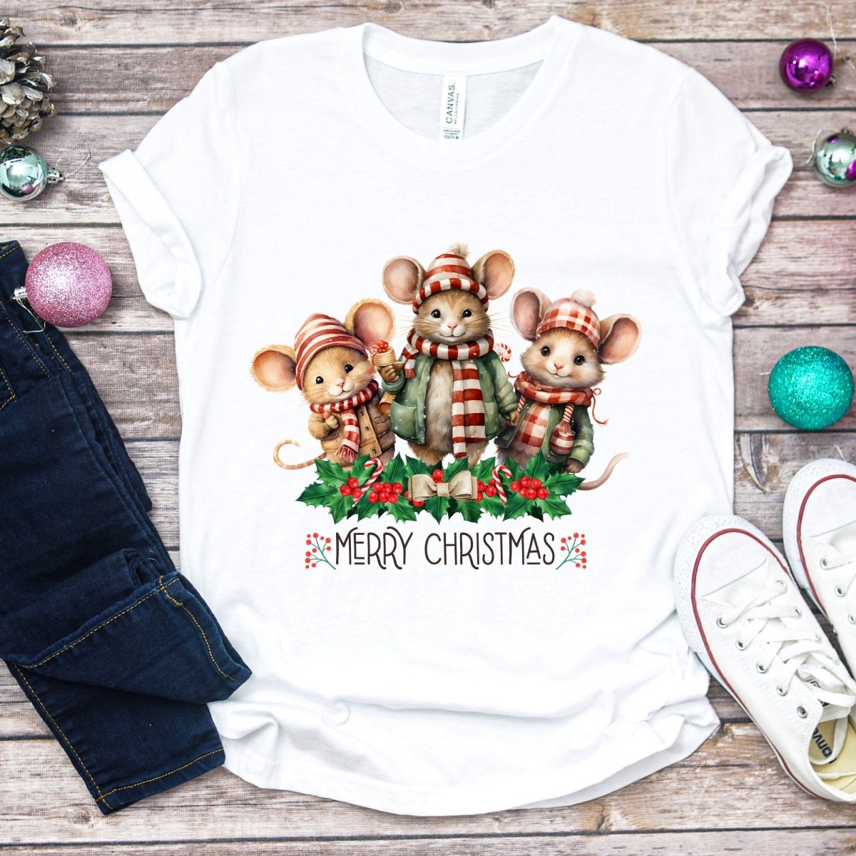 Christmas Mice T-Shirt - High Quality Festive Family Teenager T-Shirt, Family Reunion Tee, Youth Holiday Shirt, Christmas Vacation Tee - Everything Pixel