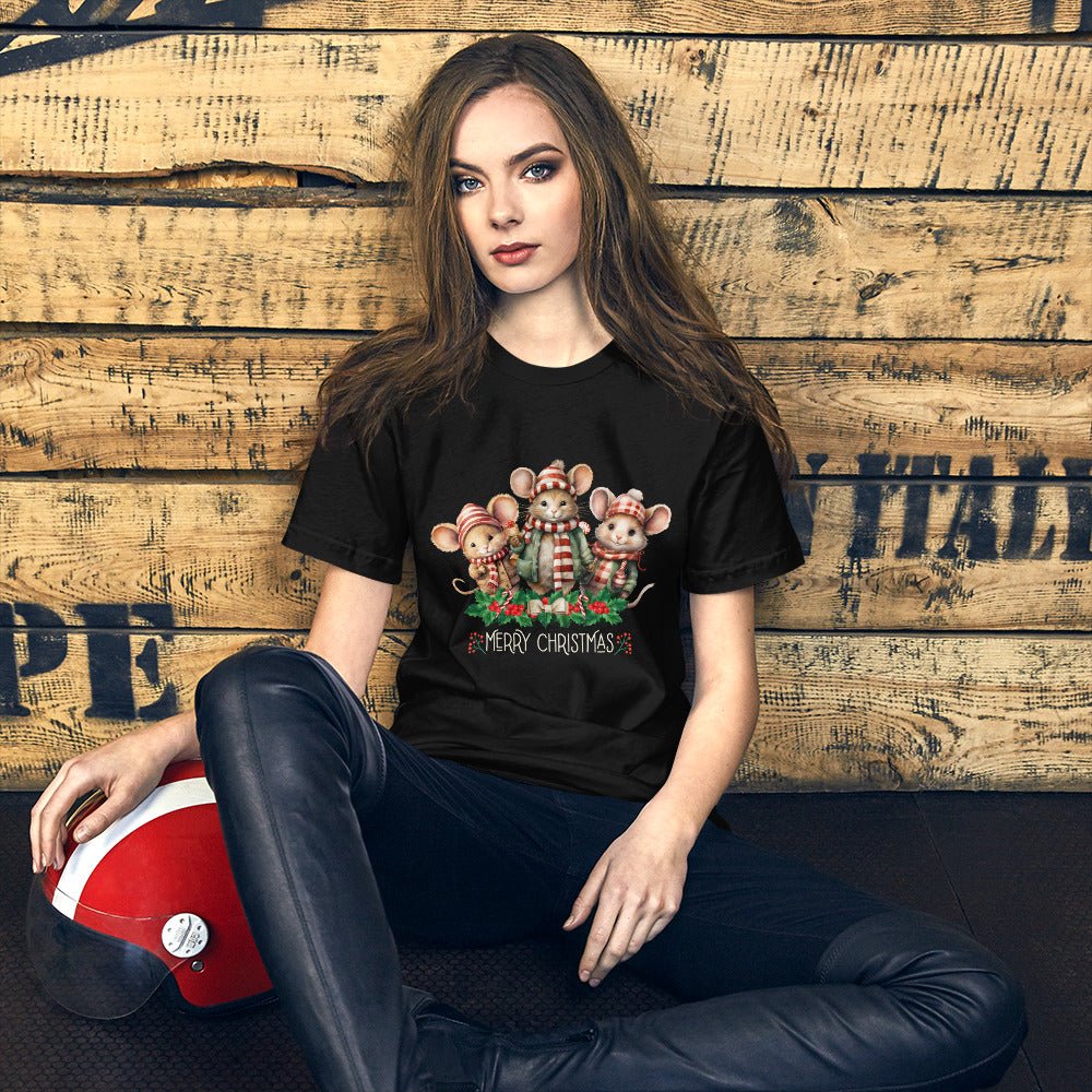 Christmas Mice T-Shirt - High Quality Festive Family Unisex T-Shirt, Family Reunion Tee, Holiday Shirt, Christmas Vacation Tee, Cute Mouse - Everything Pixel