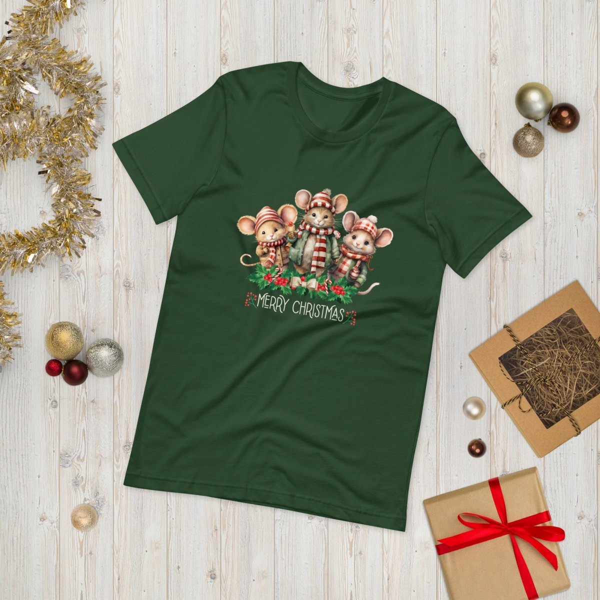 Christmas Mice T-Shirt - High Quality Festive Family Unisex T-Shirt, Family Reunion Tee, Holiday Shirt, Christmas Vacation Tee, Cute Mouse - Everything Pixel