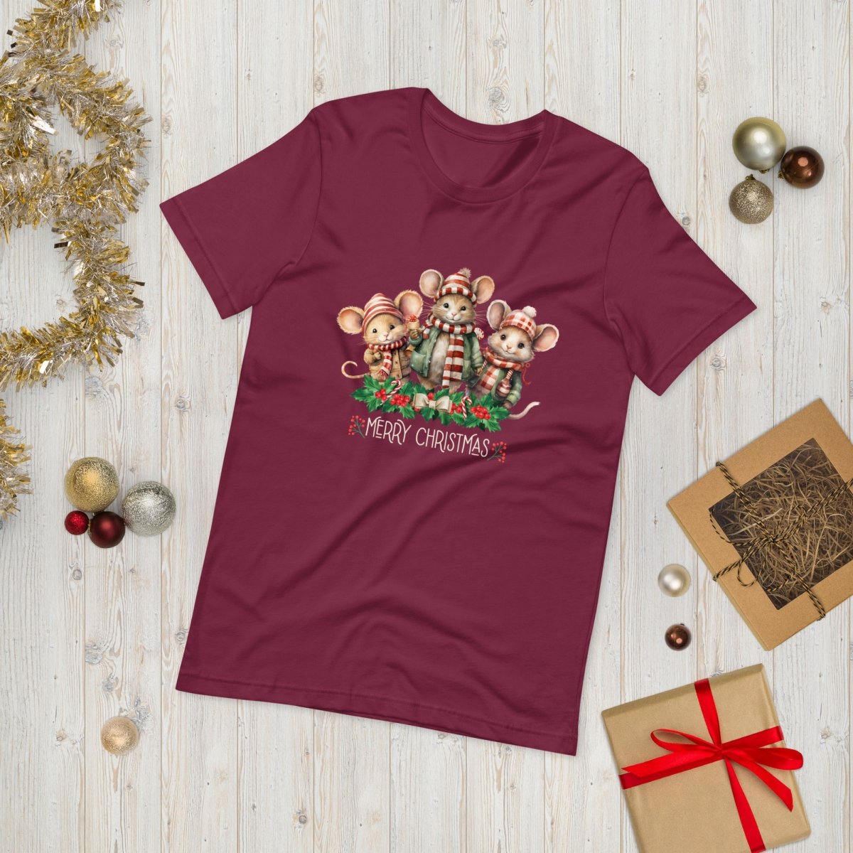 Christmas Mice T-Shirt - High Quality Festive Family Unisex T-Shirt, Family Reunion Tee, Holiday Shirt, Christmas Vacation Tee, Cute Mouse - Everything Pixel