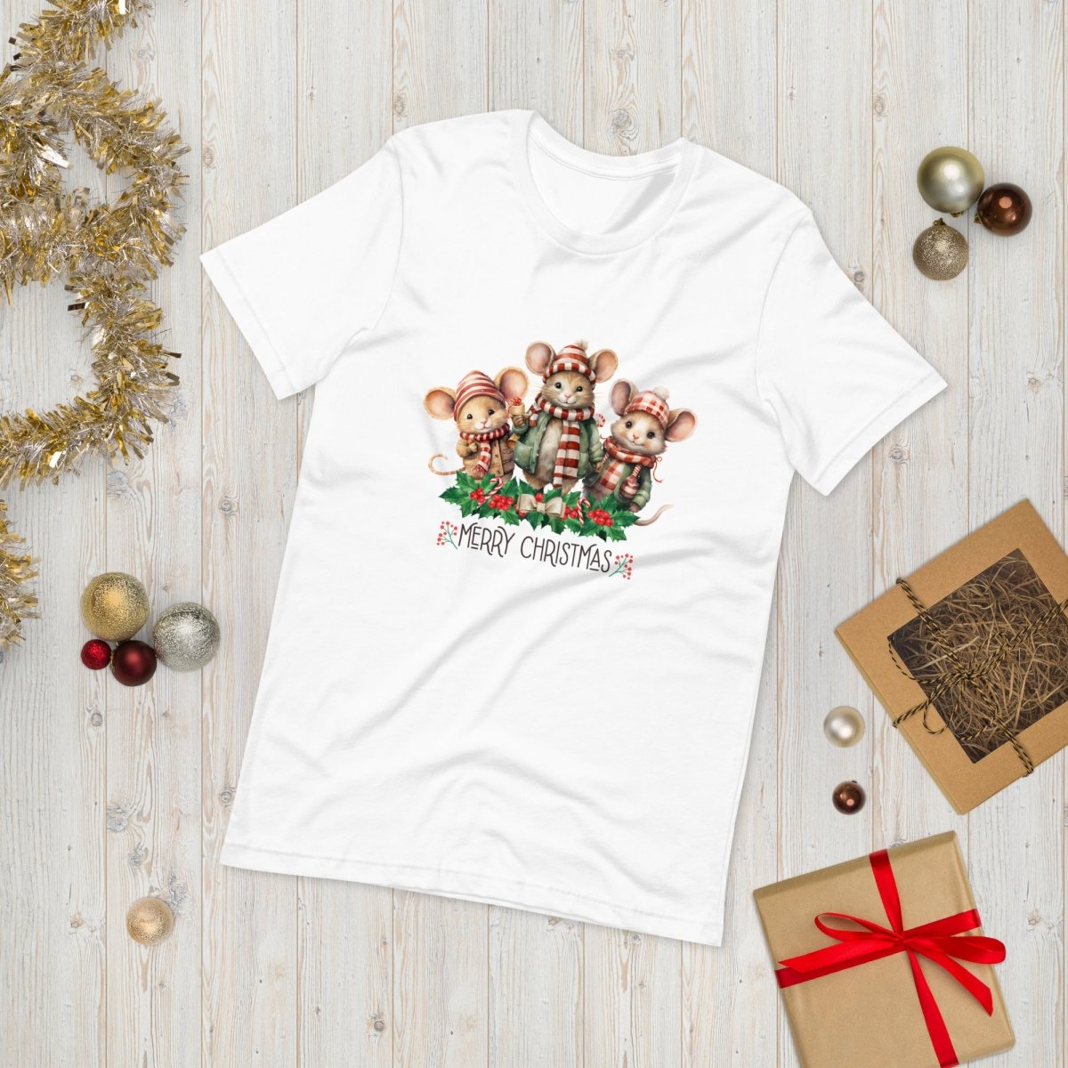 Christmas Mice T-Shirt - High Quality Festive Family Unisex T-Shirt, Family Reunion Tee, Holiday Shirt, Christmas Vacation Tee, Cute Mouse - Everything Pixel
