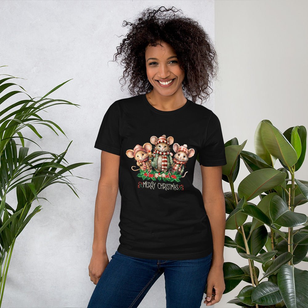 Christmas Mice T-Shirt - High Quality Festive Family Unisex T-Shirt, Family Reunion Tee, Holiday Shirt, Christmas Vacation Tee, Cute Mouse - Everything Pixel