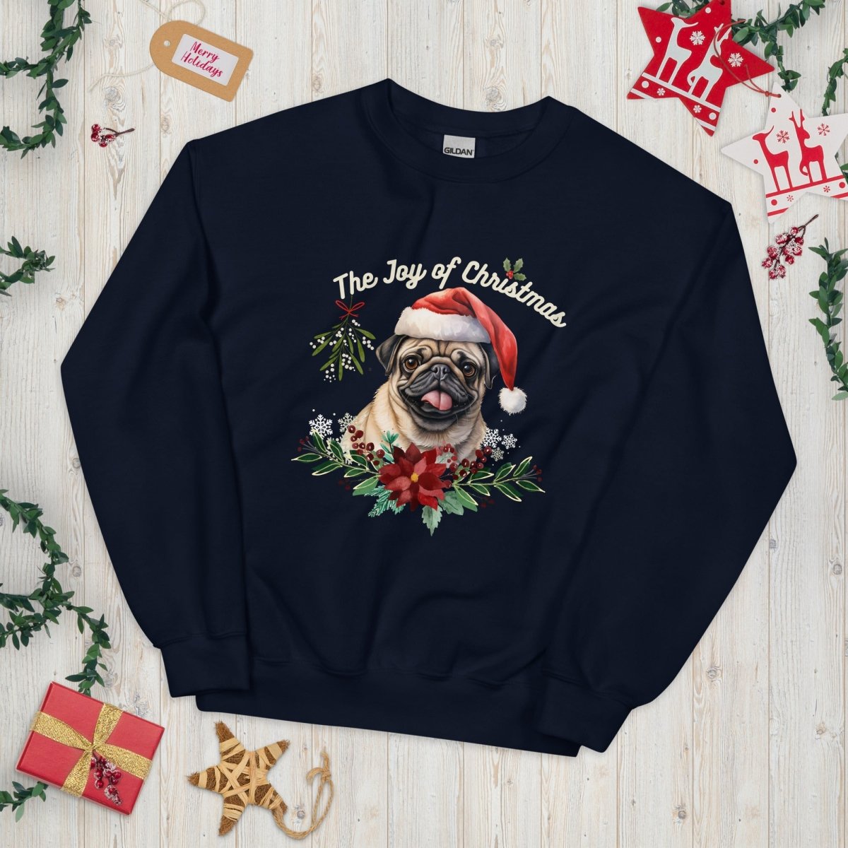 Christmas Pug Pullover - High Quality Festive Family Unisex Sweater, Gift for Her, Gift for Doglovers, Funny Xmas Sweater, Cute Xmas Dog - Everything Pixel