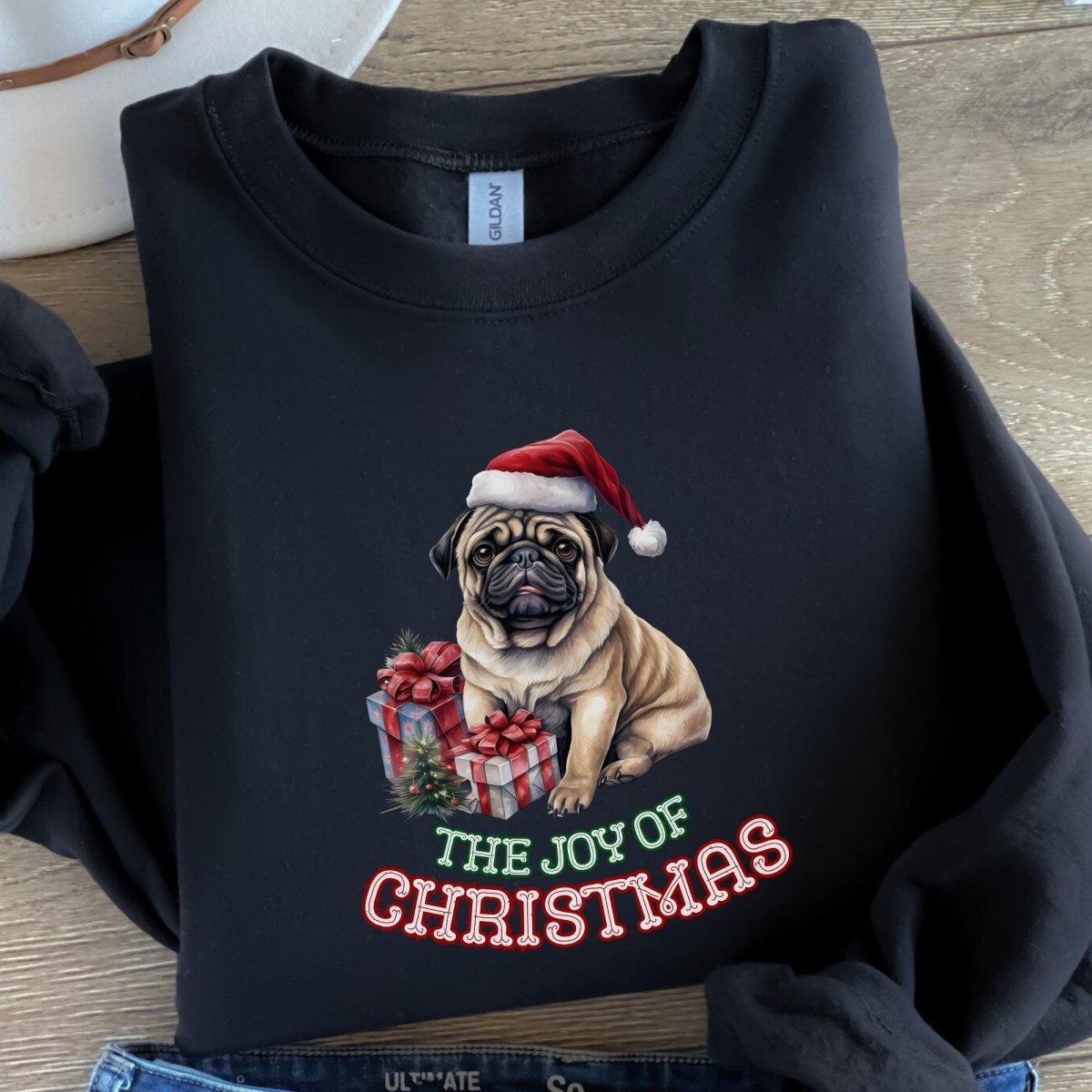 Christmas Pug Pullover - High Quality Festive Unisex Sweatshirt, Gift for Her, Gift for Doglovers, Funny Xmas Pullover, Cozy Sweatshirt - Everything Pixel