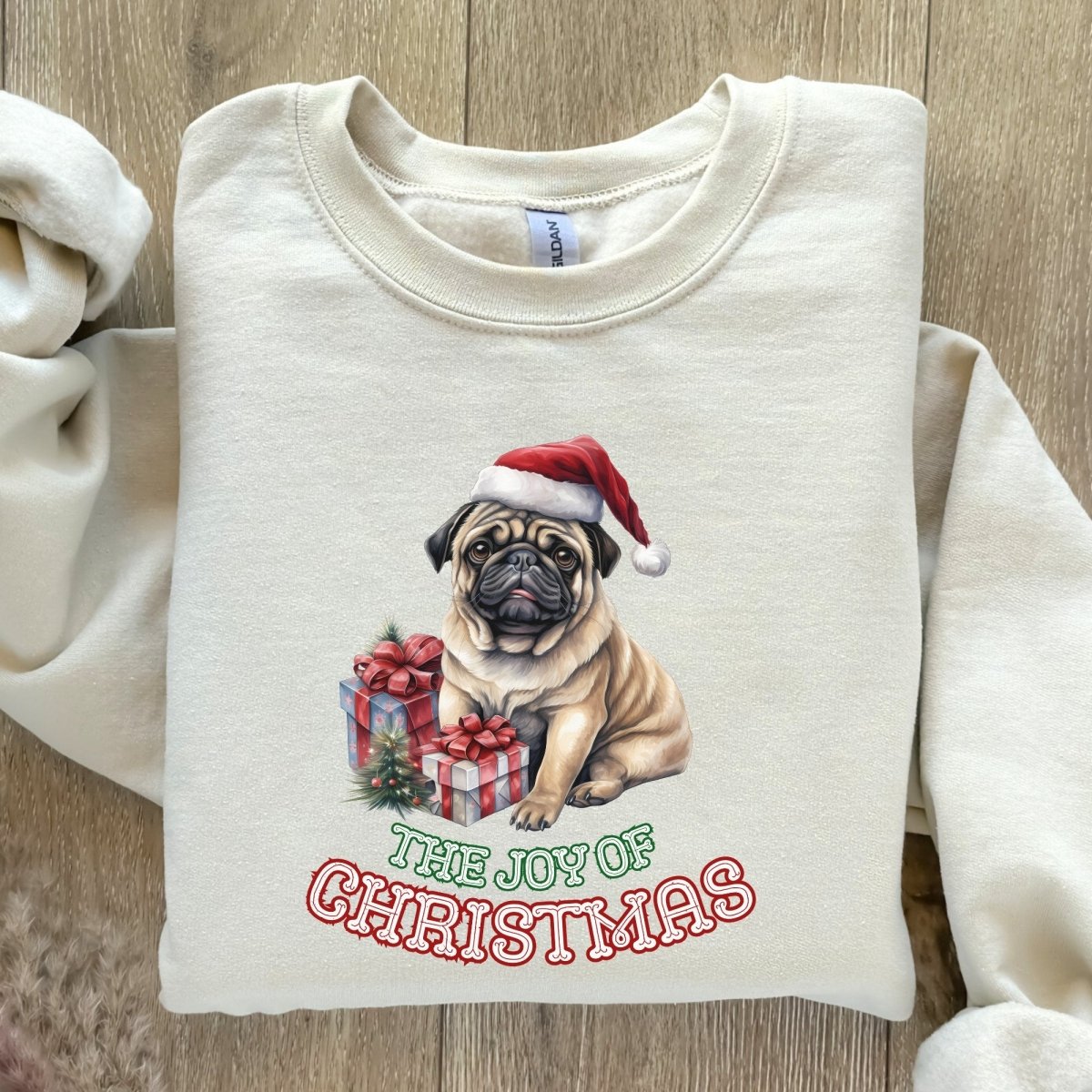 Christmas Pug Pullover - High Quality Festive Unisex Sweatshirt, Gift for Her, Gift for Doglovers, Funny Xmas Pullover, Cozy Sweatshirt - Everything Pixel
