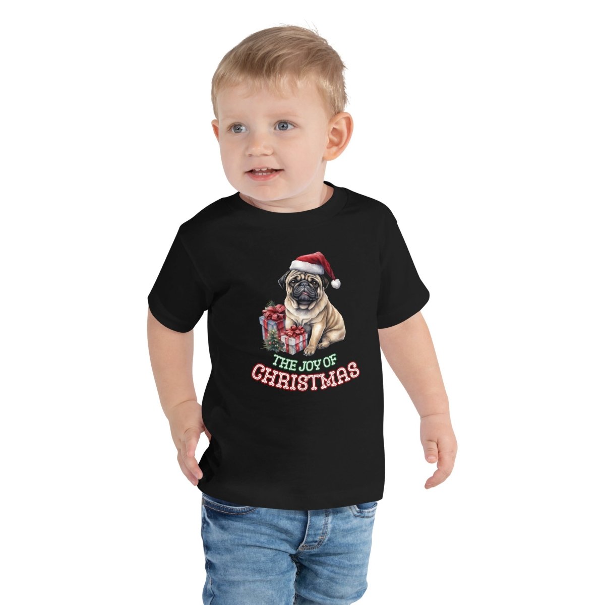 Christmas Pug T-Shirt - High Quality Festive Children T-Shirt, Gift for Kid, Gift for Doglovers, Funny Toddler Xmas Shirt - Everything Pixel