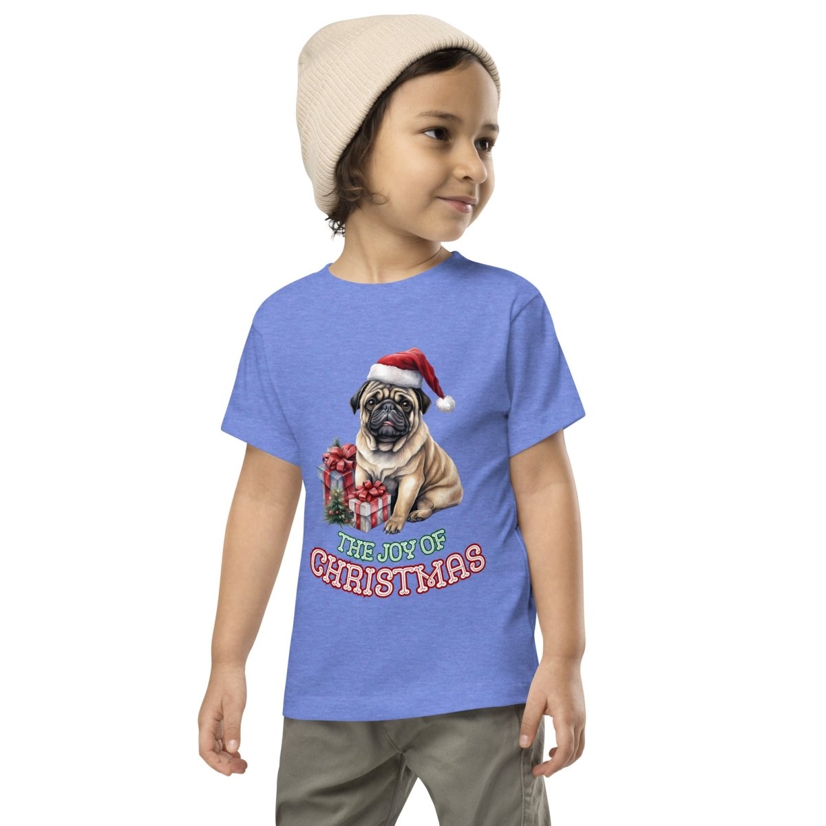 Christmas Pug T-Shirt - High Quality Festive Children T-Shirt, Gift for Kid, Gift for Doglovers, Funny Toddler Xmas Shirt - Everything Pixel