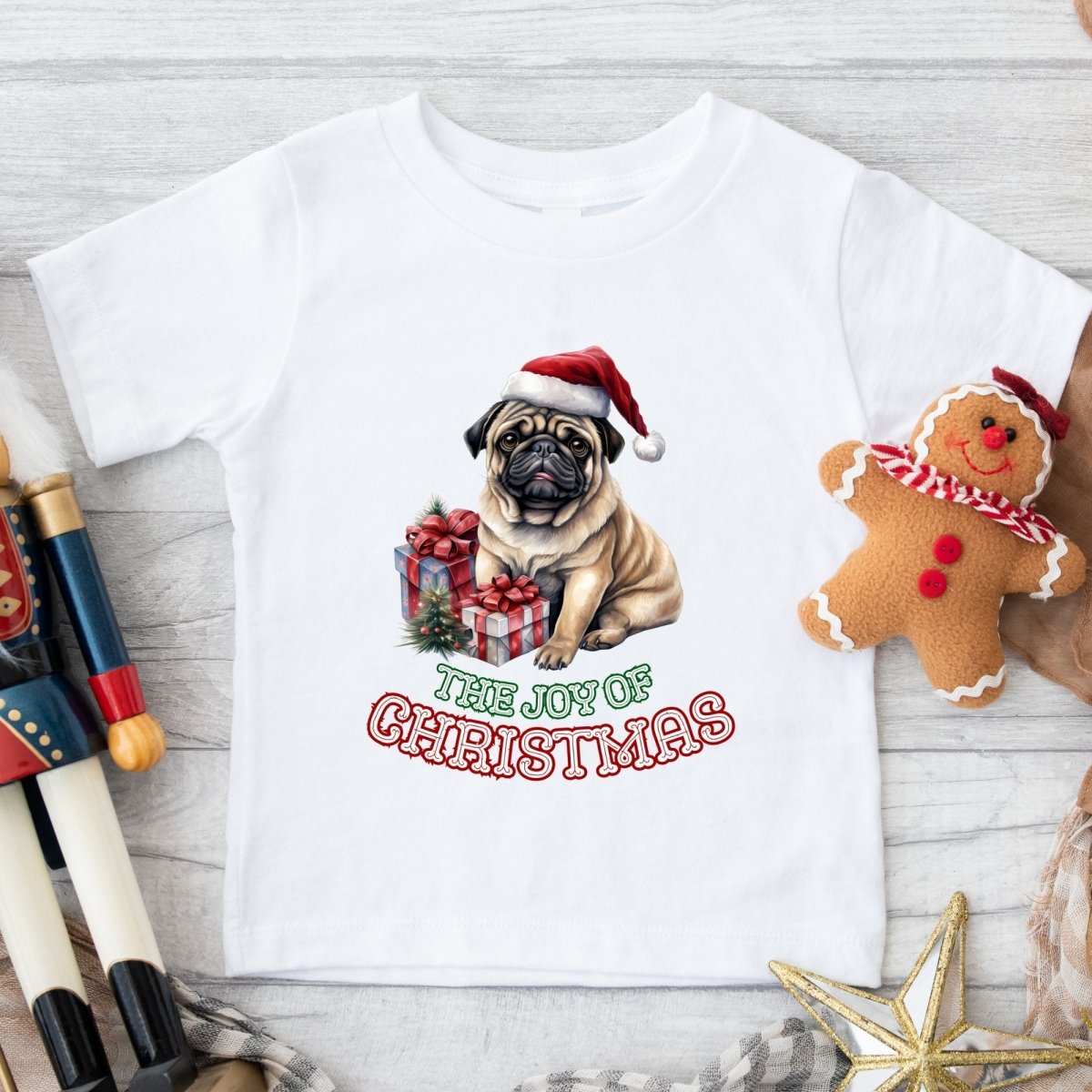 Christmas Pug T-Shirt - High Quality Festive Children T-Shirt, Gift for Kid, Gift for Doglovers, Funny Toddler Xmas Shirt - Everything Pixel