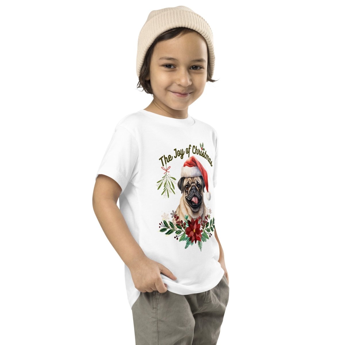 Christmas Pug T-Shirt - High Quality Festive Family Children T-Shirt, Gift for Her, Gift for Doglovers, Cute Xmas Dog Tee, Toddler Xmas Tee - Everything Pixel