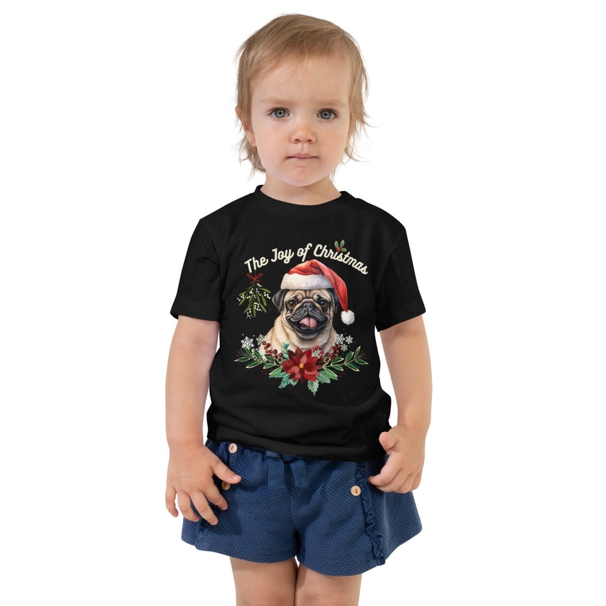 Christmas Pug T-Shirt - High Quality Festive Family Children T-Shirt, Gift for Her, Gift for Doglovers, Cute Xmas Dog Tee, Toddler Xmas Tee - Everything Pixel