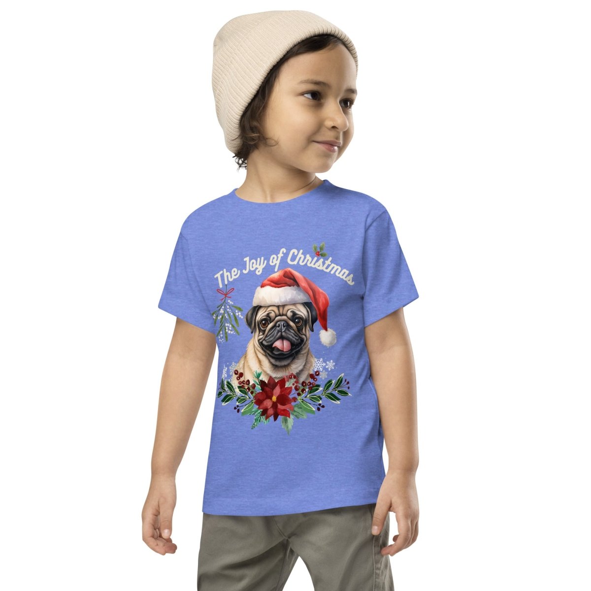 Christmas Pug T-Shirt - High Quality Festive Family Children T-Shirt, Gift for Her, Gift for Doglovers, Cute Xmas Dog Tee, Toddler Xmas Tee - Everything Pixel