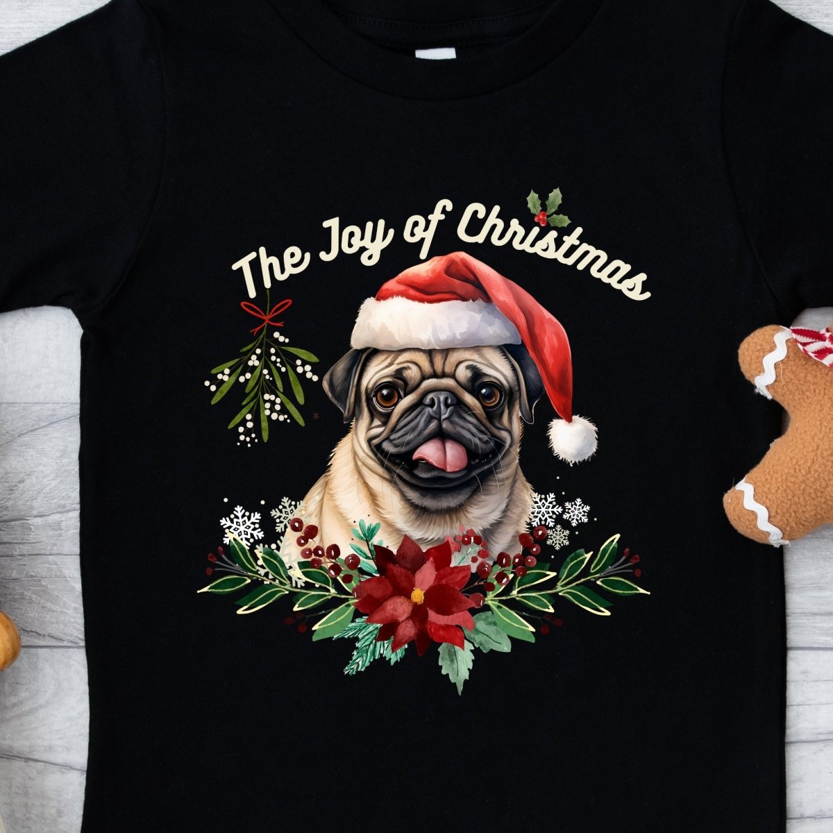 Christmas Pug T-Shirt - High Quality Festive Family Children T-Shirt, Gift for Her, Gift for Doglovers, Cute Xmas Dog Tee, Toddler Xmas Tee - Everything Pixel