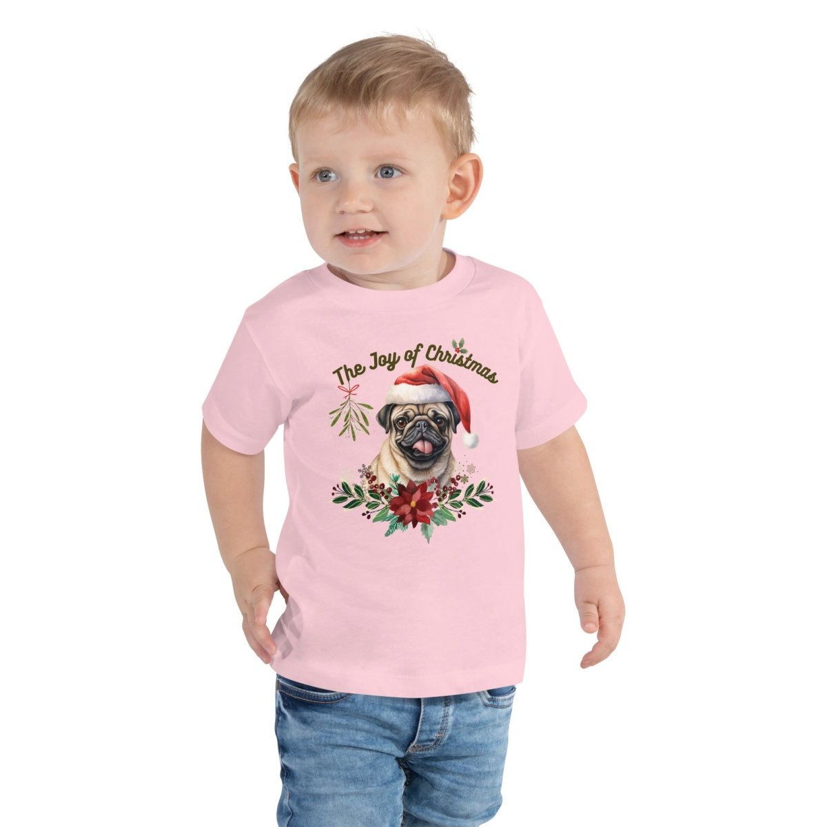 Christmas Pug T-Shirt - High Quality Festive Family Children T-Shirt, Gift for Her, Gift for Doglovers, Cute Xmas Dog Tee, Toddler Xmas Tee - Everything Pixel