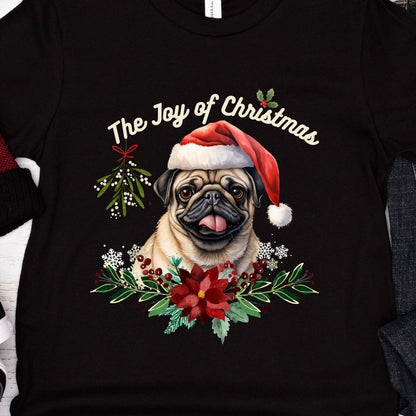 Christmas Pug T-Shirt - High Quality Festive Family Teenager T-Shirt, Gift for Her, Gift for Doglovers, Cute Xmas Dog Tee, Youth Xmas Tee - Everything Pixel