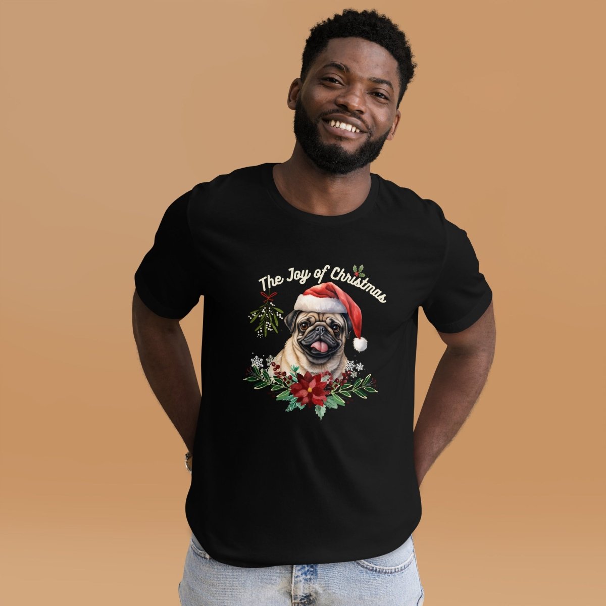 Christmas Pug T-Shirt - High Quality Festive Family Unisex T-Shirt, Gift for Her, Gift for Doglovers, Funny Xmas Shirt, Cute Xmas Dog Tee - Everything Pixel