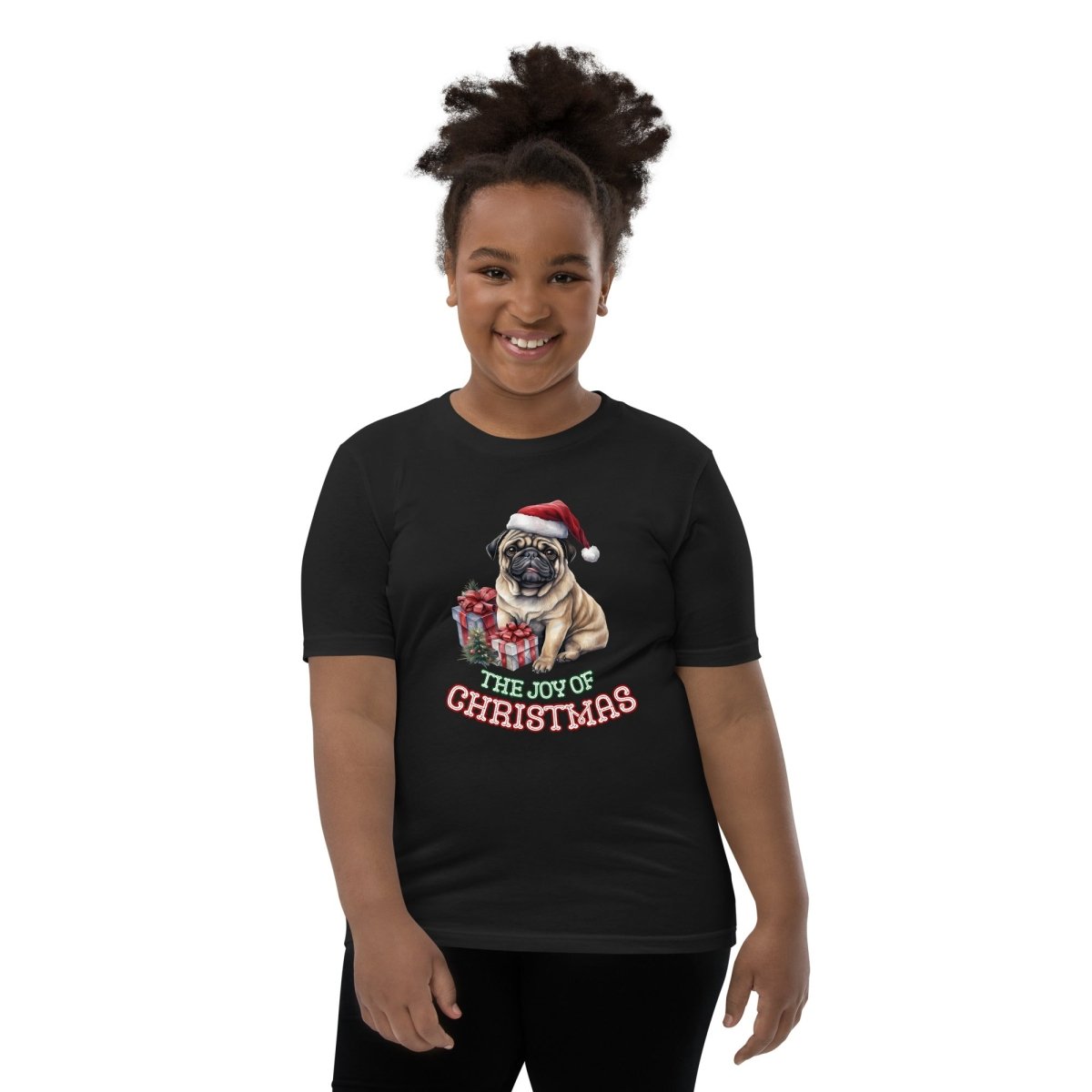 Christmas Pug T-Shirt - High Quality Festive Teenager T-Shirt, Gift for Teenager, Gift for Doglovers, Funny Youth Xmas Shirt - Everything Pixel
