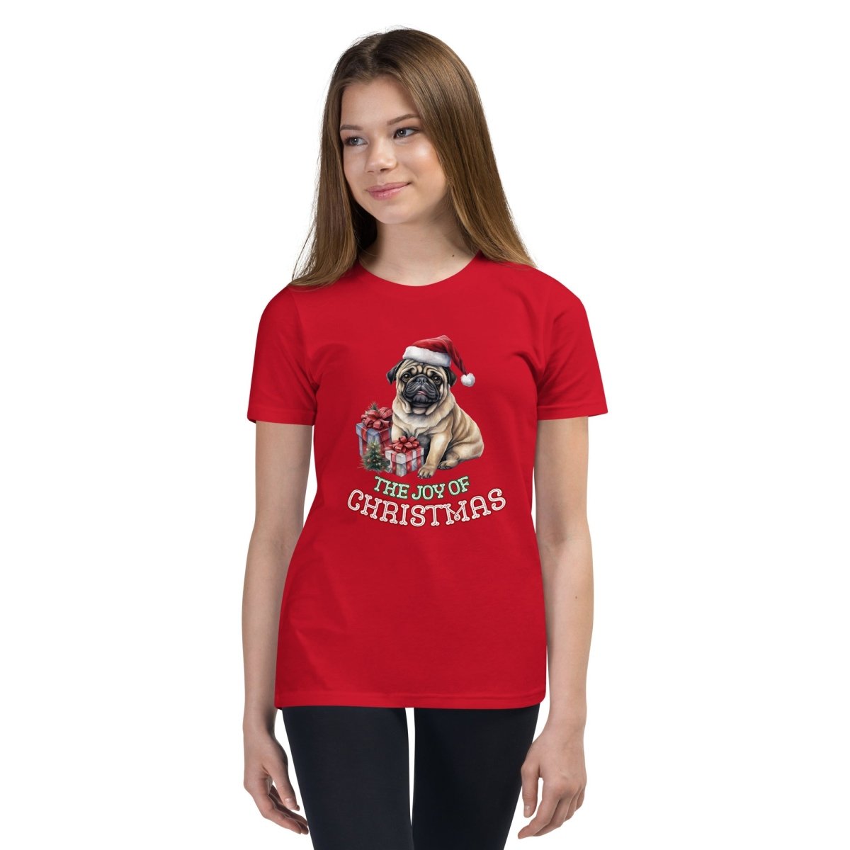 Christmas Pug T-Shirt - High Quality Festive Teenager T-Shirt, Gift for Teenager, Gift for Doglovers, Funny Youth Xmas Shirt - Everything Pixel