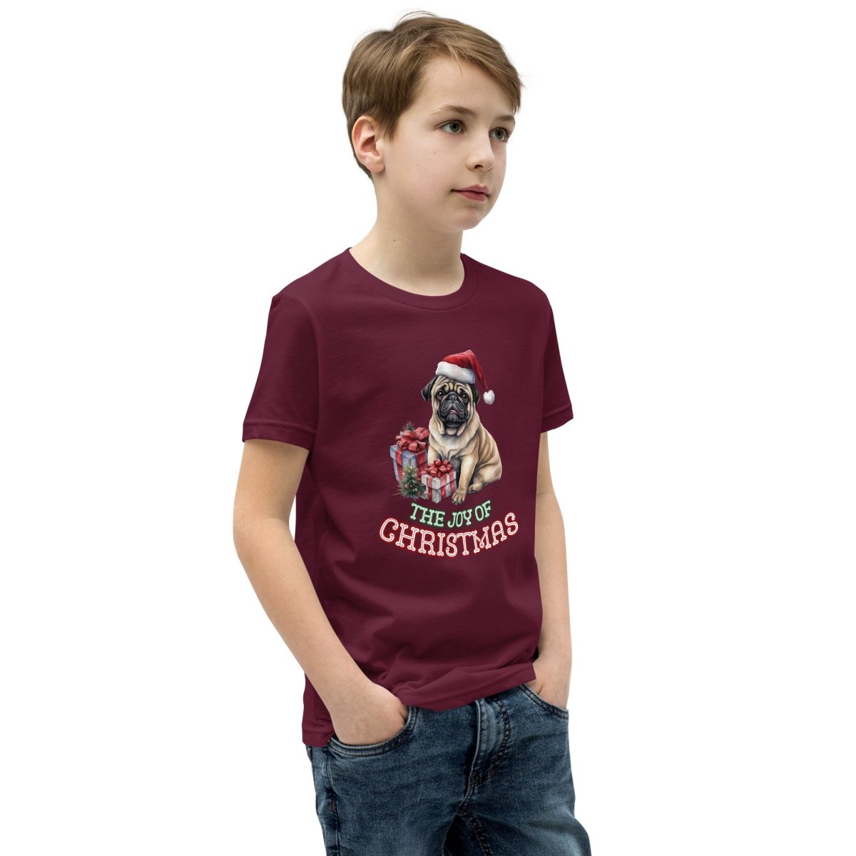 Christmas Pug T-Shirt - High Quality Festive Teenager T-Shirt, Gift for Teenager, Gift for Doglovers, Funny Youth Xmas Shirt - Everything Pixel