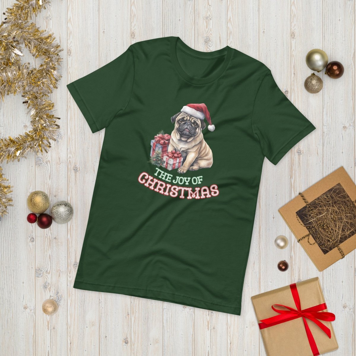 Christmas Pug T-Shirt - High Quality Festive Unisex T-Shirt, Gift for Her, Gift for Doglovers, Funny Xmas Shirt - Everything Pixel