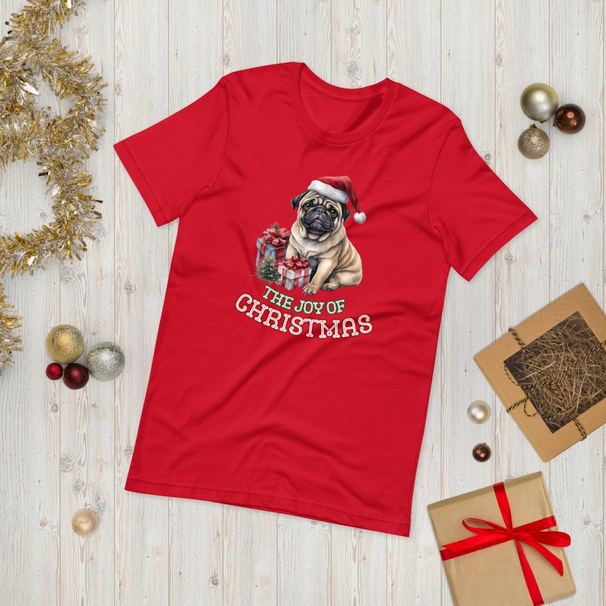 Christmas Pug T-Shirt - High Quality Festive Unisex T-Shirt, Gift for Her, Gift for Doglovers, Funny Xmas Shirt - Everything Pixel