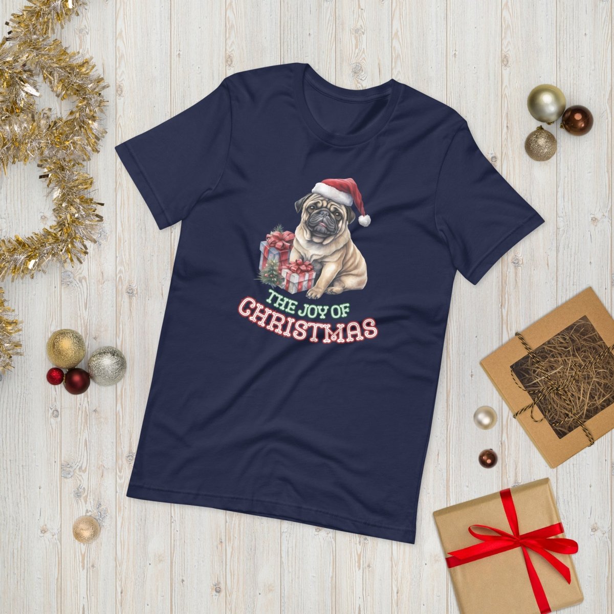 Christmas Pug T-Shirt - High Quality Festive Unisex T-Shirt, Gift for Her, Gift for Doglovers, Funny Xmas Shirt - Everything Pixel