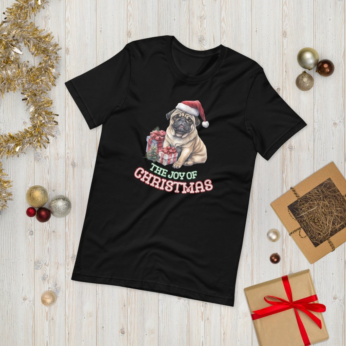 Christmas Pug T-Shirt - High Quality Festive Unisex T-Shirt, Gift for Her, Gift for Doglovers, Funny Xmas Shirt - Everything Pixel