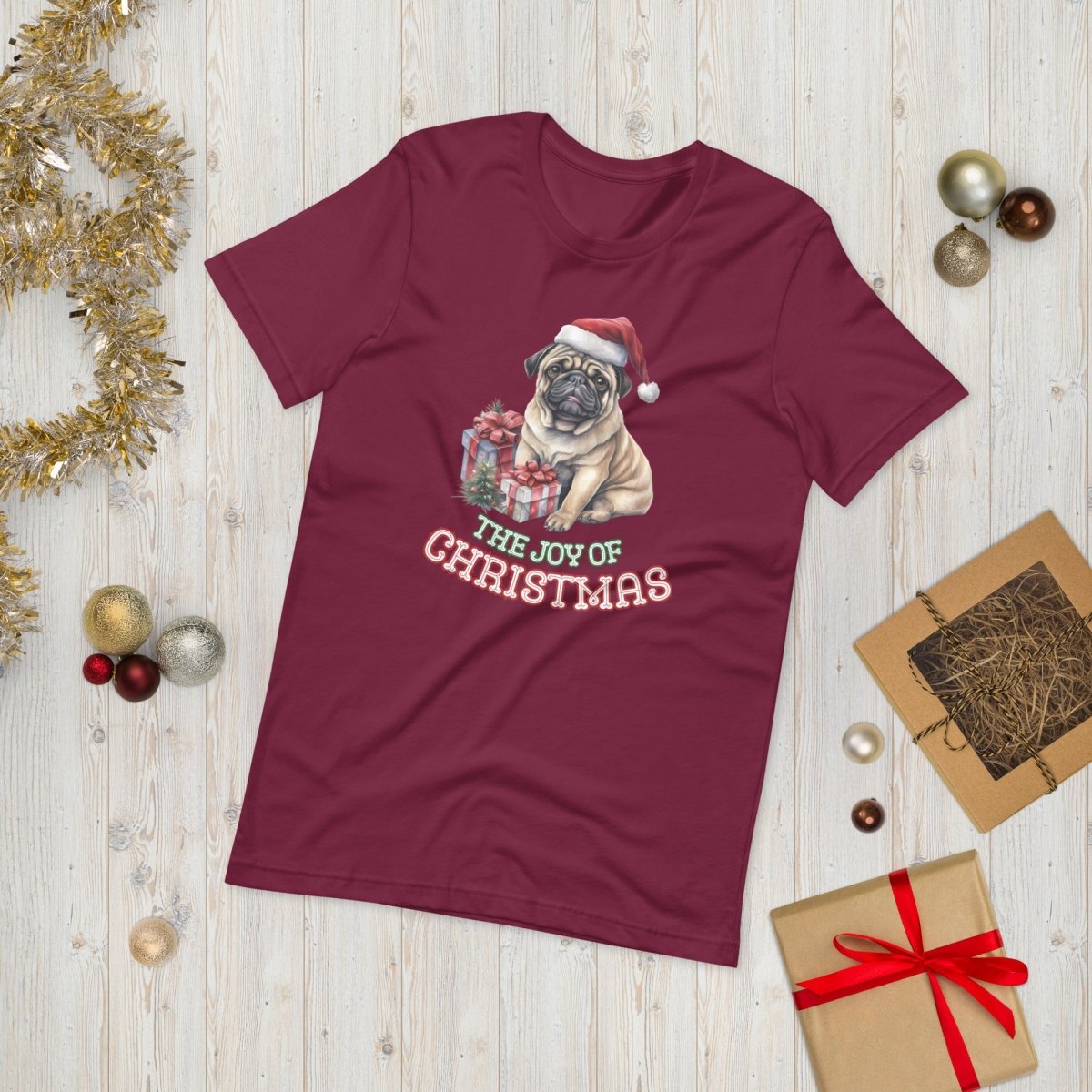Christmas Pug T-Shirt - High Quality Festive Unisex T-Shirt, Gift for Her, Gift for Doglovers, Funny Xmas Shirt - Everything Pixel
