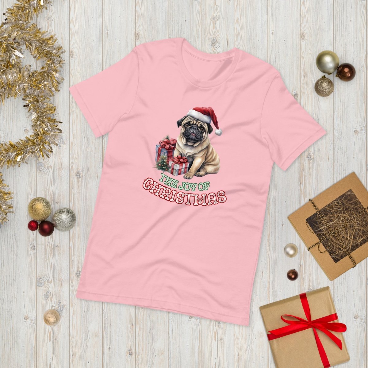 Christmas Pug T-Shirt - High Quality Festive Unisex T-Shirt, Gift for Her, Gift for Doglovers, Funny Xmas Shirt - Everything Pixel